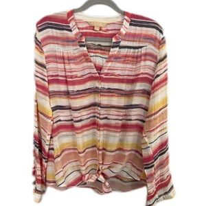 Hope & Harlow Striped Blouse Boho, Resort, Classic Chic, Light Whimsygoth